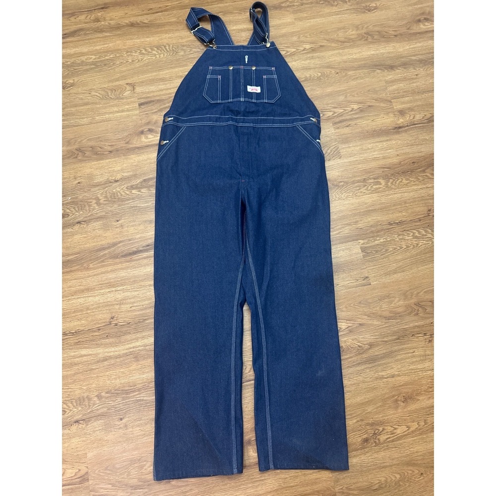 Round House Mens Lot 980 Bib Overalls Indigo Blue Denim 42x30 NEW